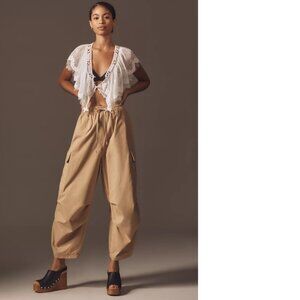 By Anthropologie Oversized Utility Pants XL new with tag khaki color nwt cotton